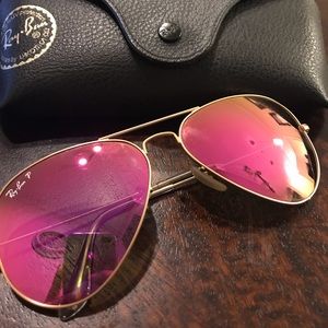 Polarized Raybans - Pink/Gold Aviators